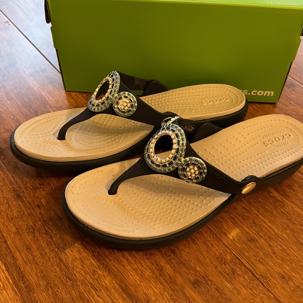 Sanrah Diamante wedge flip flop